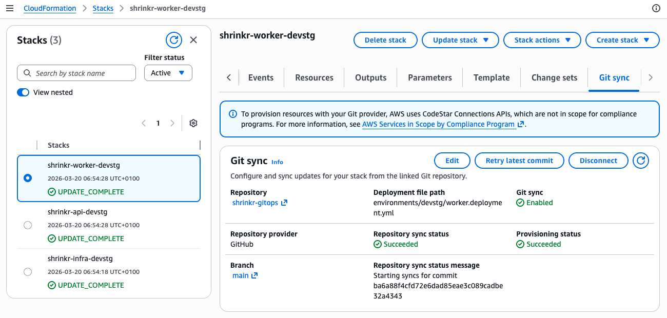 CloudFormation stacks with GitSync